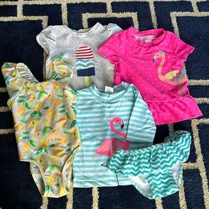 Baby girl swim shirt and swimsuit bundle 2T